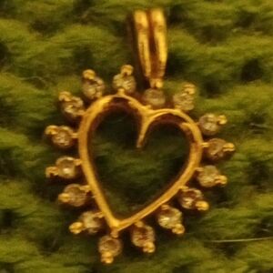 10 Karat Gold And Diamond Heart Shaped Pendant